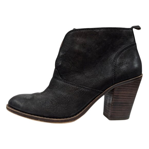 Lucky Brand Ehllen Booties Womens Black Leather Ankle Boots Size 9.5 M - Picture 2 of 11